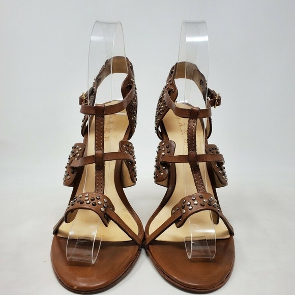 L.A.M.B Size 8 Brown Studded Leather Strappy Sandals - Picture 3 of 12